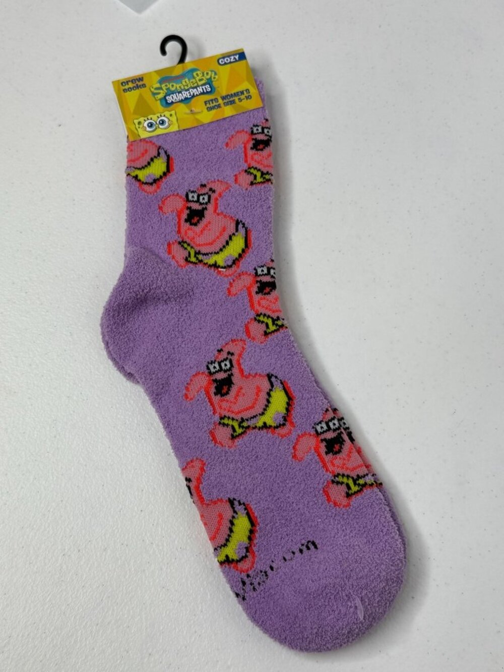 Patrick Star Fuzzy Socks Womens 5-10 Purple SpongeBob Cozy New